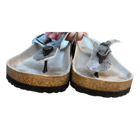 Women's Birkenstock Gizeh Metallic Silver Size EU 39 US 8-8.5‎ - Picture 8 of 12